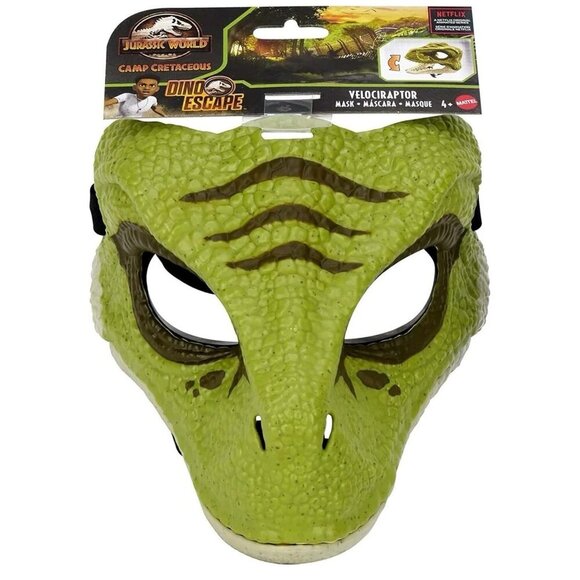 Jurassic World Green Raptor Velociraptor Dinosaur Mask Mattel Camp Cretaceous - Picture 1 of 5